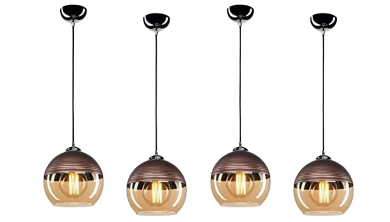 ADWAIT Amber Glass Luster Pendant Light (Set of 4)